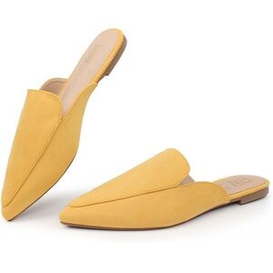 Hawkwell Yellow Pointed-Toe Slip-On Mules for Women